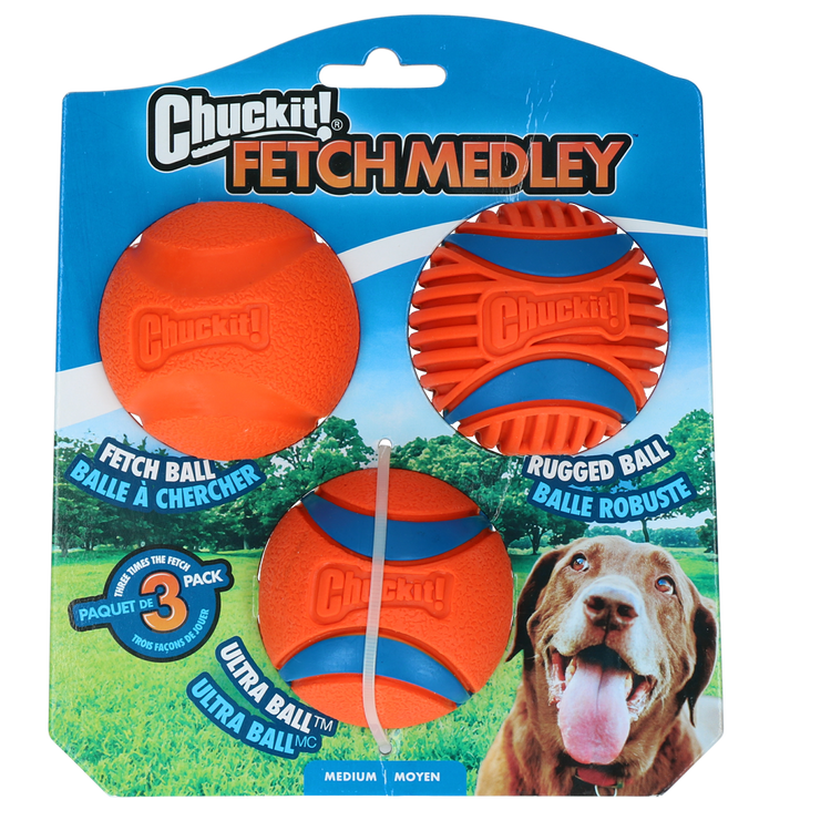 Chuckit Fetch Medley Gen3 - Set di 3 palline da gioco per cani